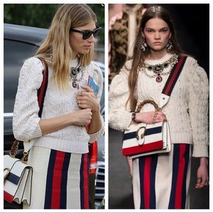 Gucci Sylvie Web Accent Mini Skirt Ivory Color